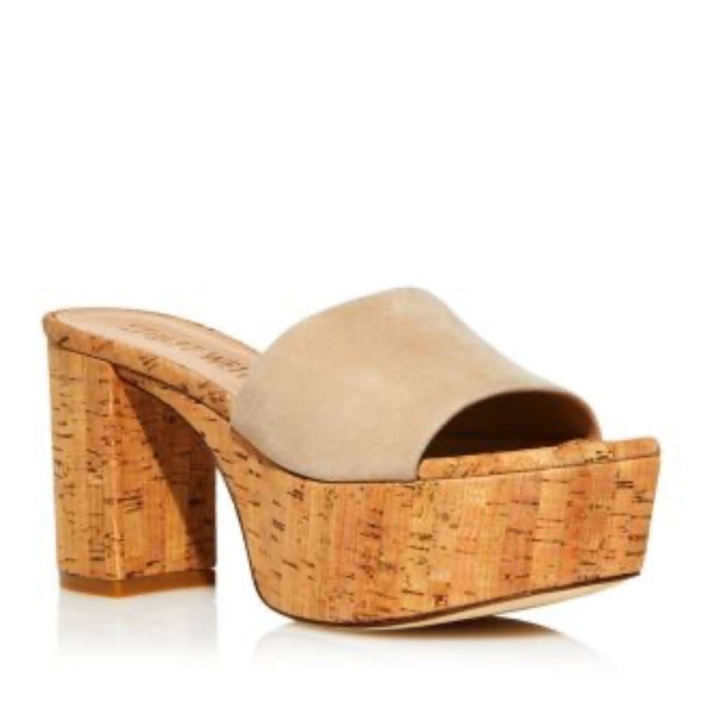 Stuart Weitzman Squarehigh Suede Platform Slide Sandals Size 10